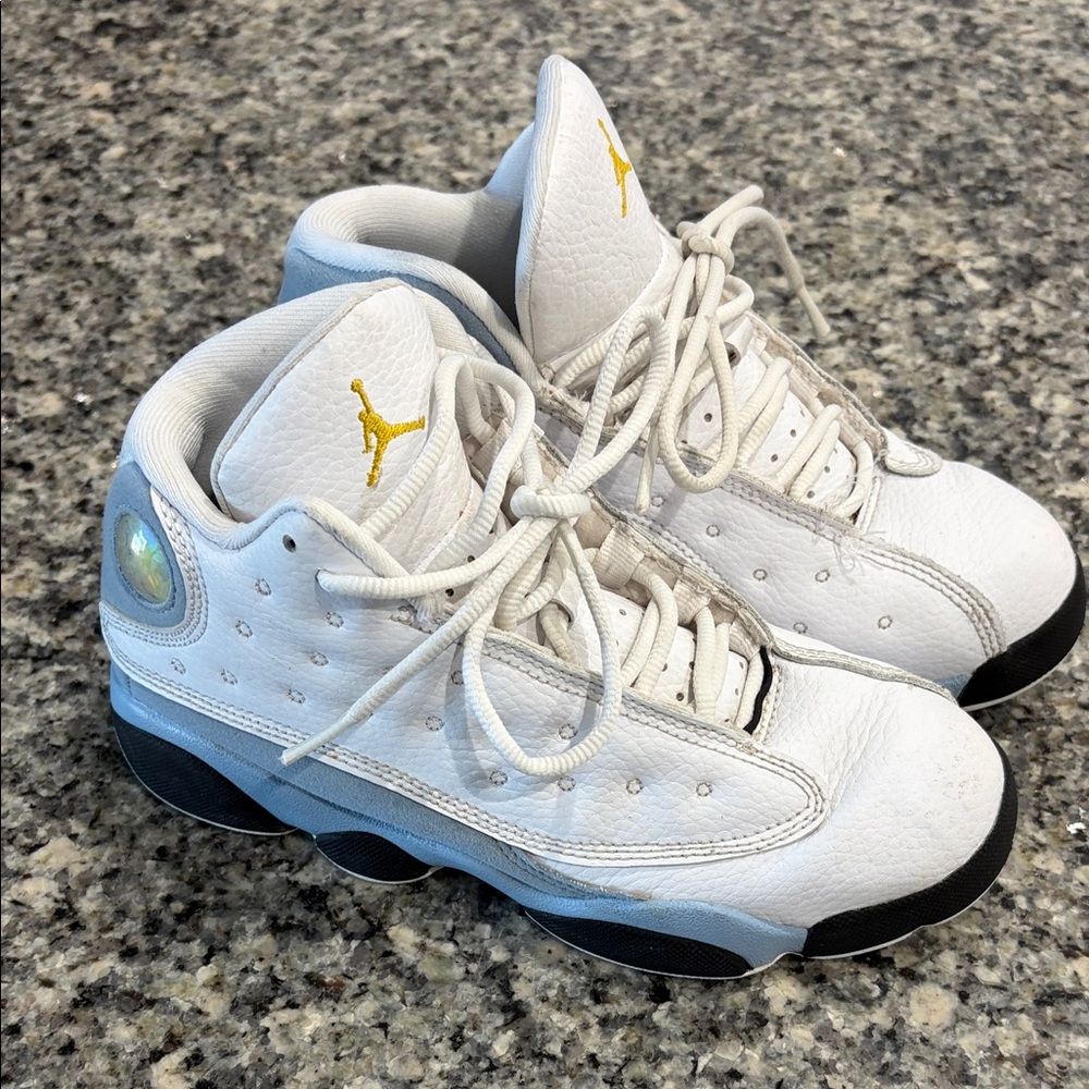 Jordan 13s Kids Sneakers in White and Blue